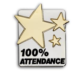 100% ATTENDANCE badge (pack of 5)