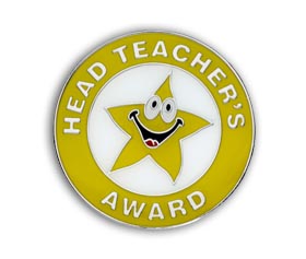 Yellow Headteacher's Award badge (pack of 5)