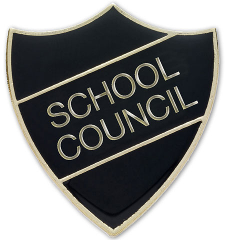 SCHOOL COUNCIL badge black and gold (pack of 5)
