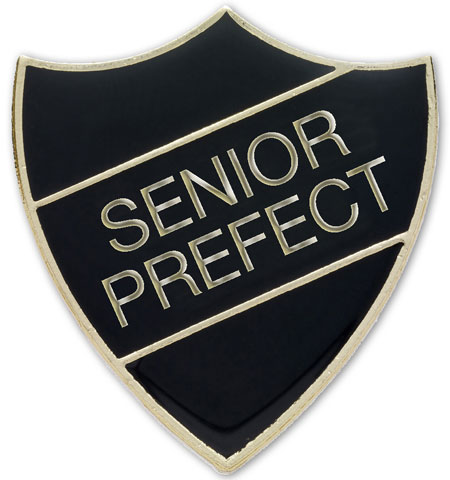 SENIOR PREFECT badge black and gold (pack of 5)