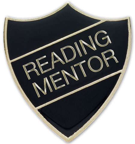 READING MENTOR badge black and gold (pack of 5)