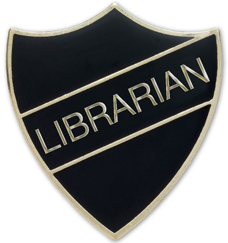 LIBRARIAN badge black and gold (pack of 5)