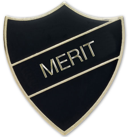MERIT badge black and gold (pack of 5)