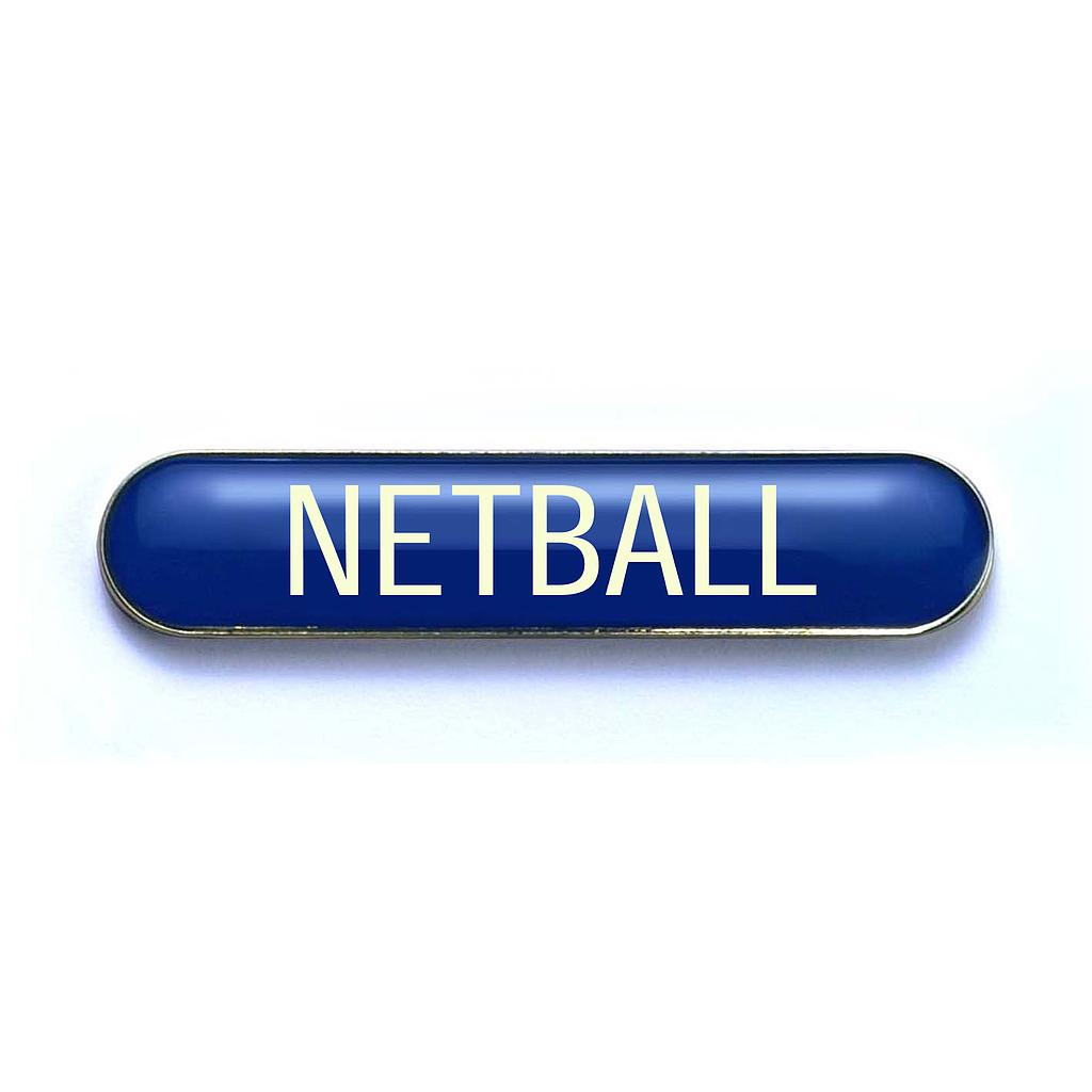 NETBALL badge blue (pack of 5)