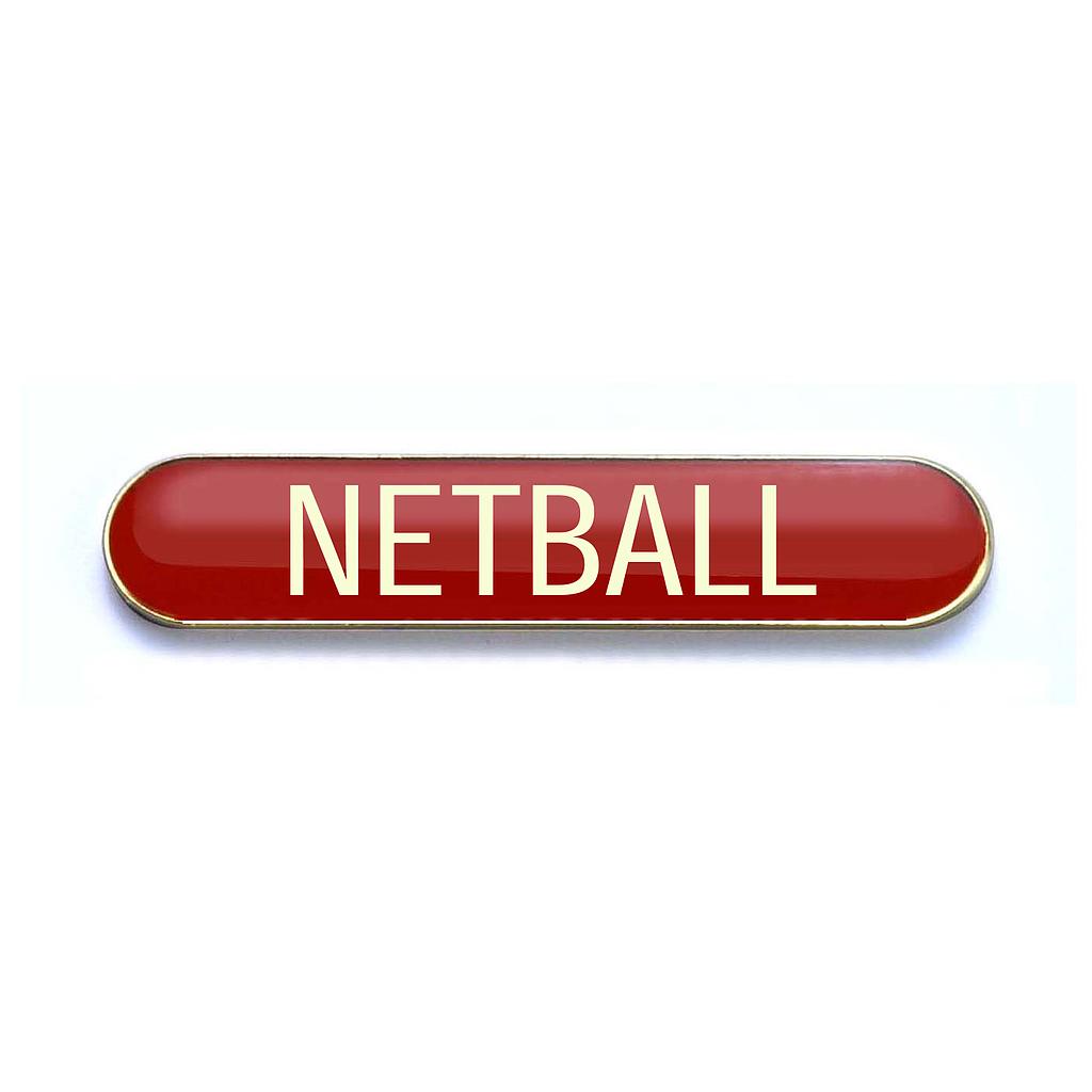 NETBALL badge red (pack of 5)