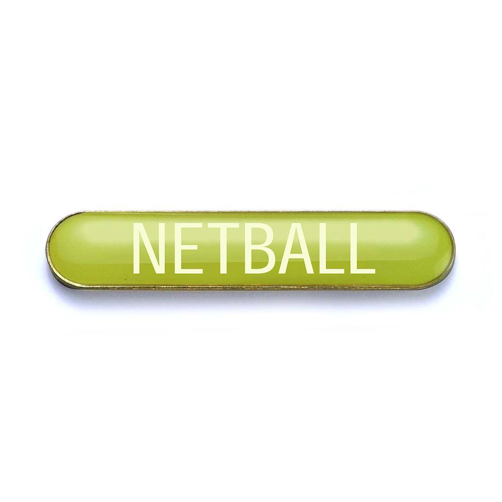 NETBALL badge yellow (pack of 5)