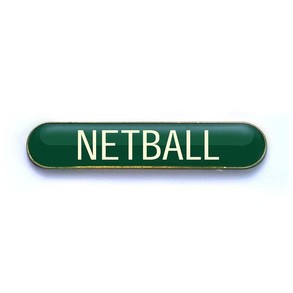 NETBALL badge green (pack of 5)