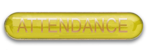 ATTENDANCE badge yellow (pack of 5)