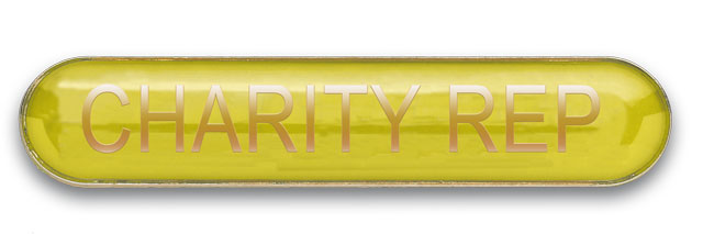 CHARITY REP badge yellow (pack of 5)