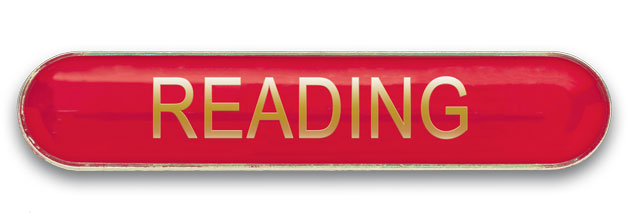 READING badge red (pack of 5)