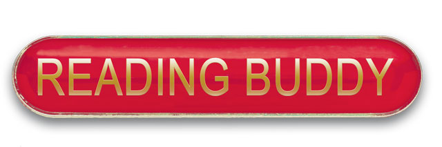 READING BUDDY badge red (pack of 5)