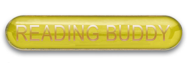 READING BUDDY badge yellow (pack of 5)