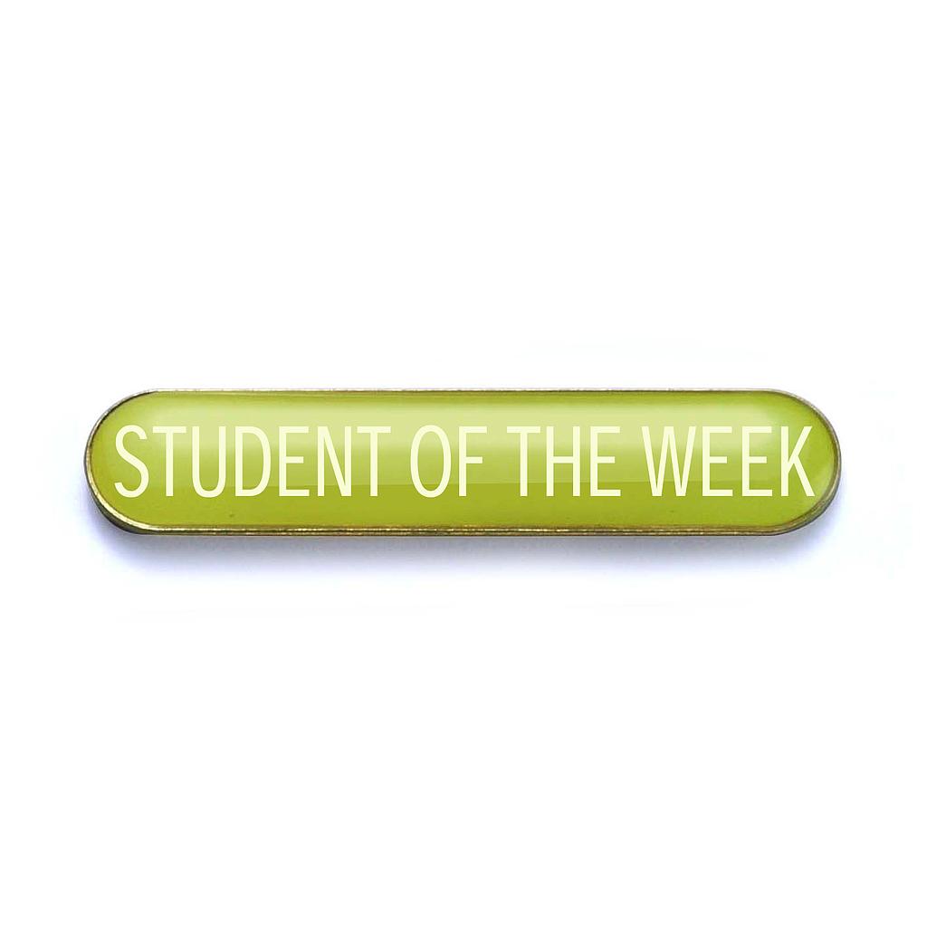 STUDENT OF THE WEEK badge yellow (pack of 5)