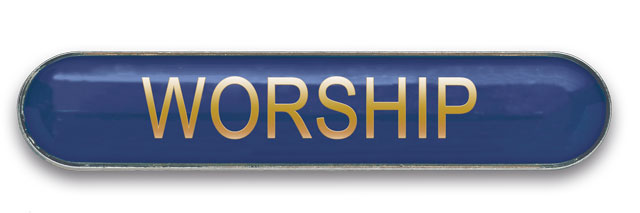 WORSHIP badge blue (pack of 5)