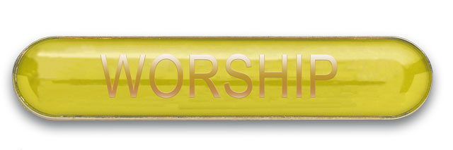 WORSHIP badge yellow pack of 5)