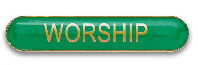WORSHIP badge green (pack of 5)