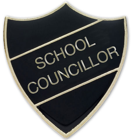 SCHOOL COUNCILLOR badge black and gold (pack of 5)