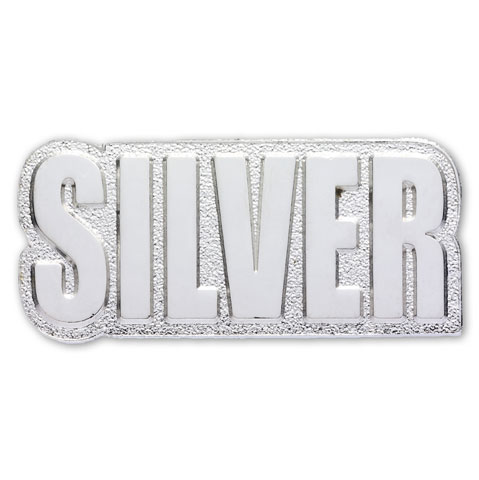 SILVER Shaped badge (pack of 5)