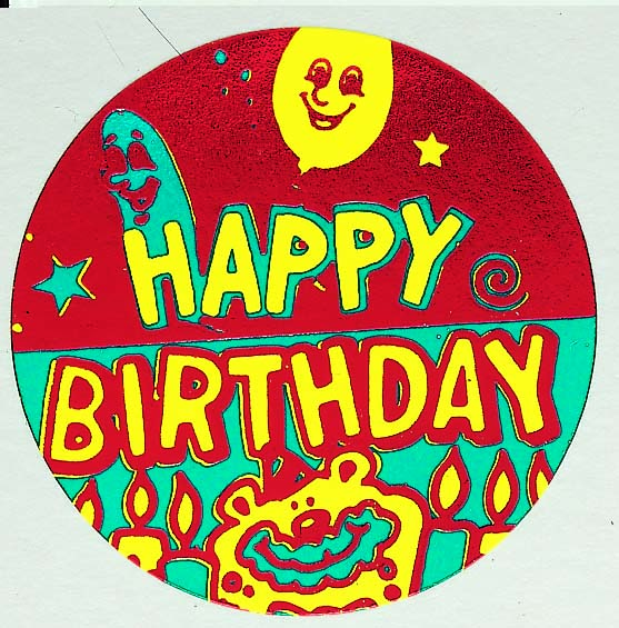 Metallic 'Happy birthday' sticker (Balloons)