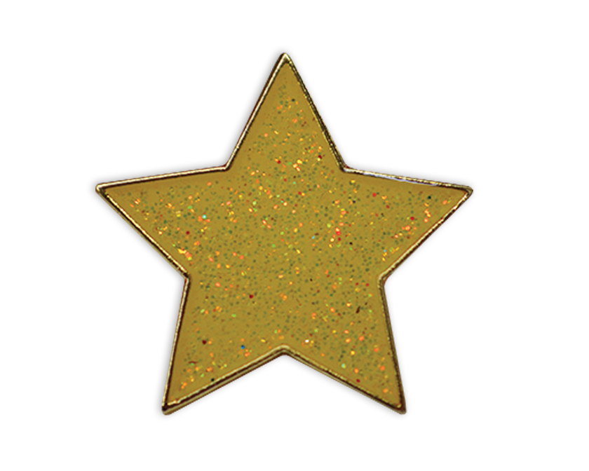 Yellow glitter star enamel badge