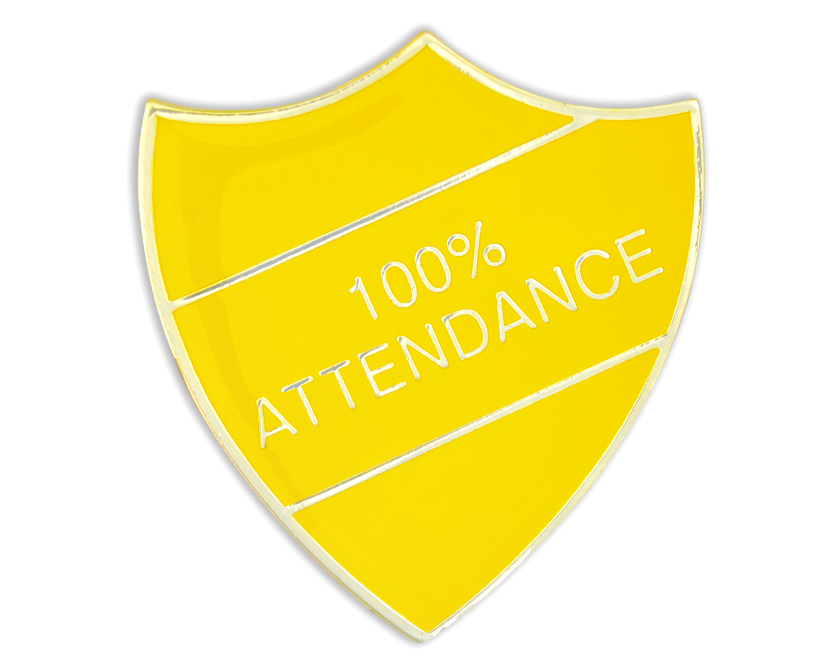 100% ATTENDANCE yellow and gold (pack of 5)