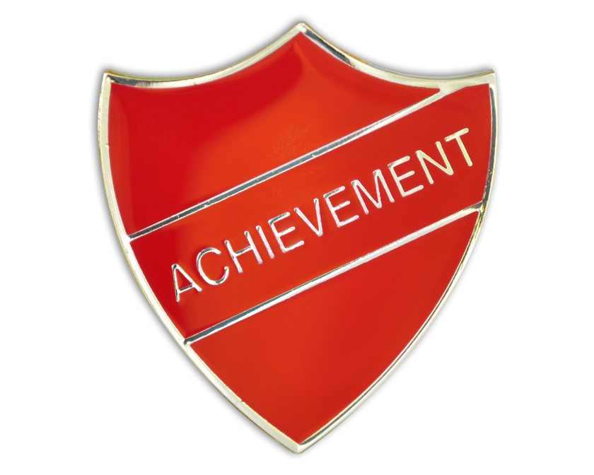 ACHIEVEMENT red and gold badge (pack of 5)