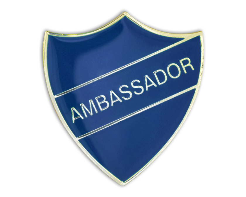 AMBASSADOR blue and gold badge (pack of 5)