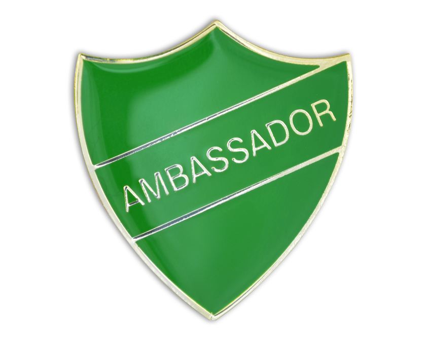 AMBASSADOR Green and gold badge (pack of 5)