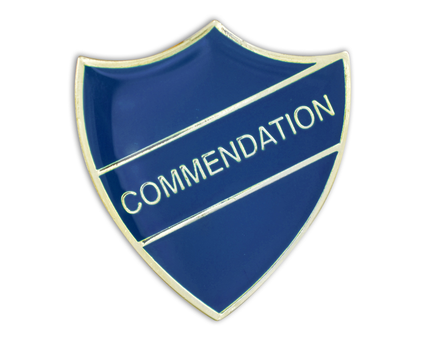 COMMENDATION blue and gold badge (pack of 5)