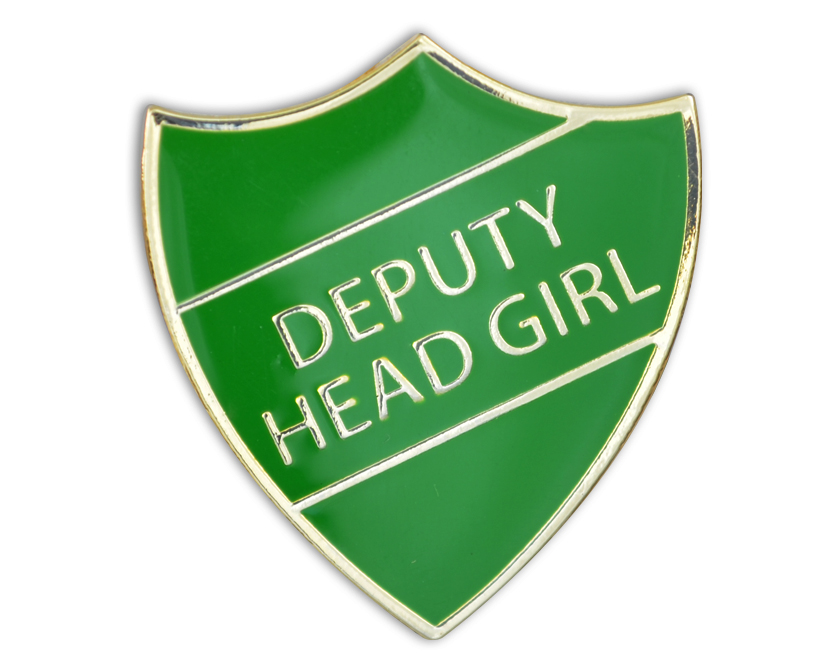 DEPUTY HEAD GIRL green and gold badge (pack of 5)
