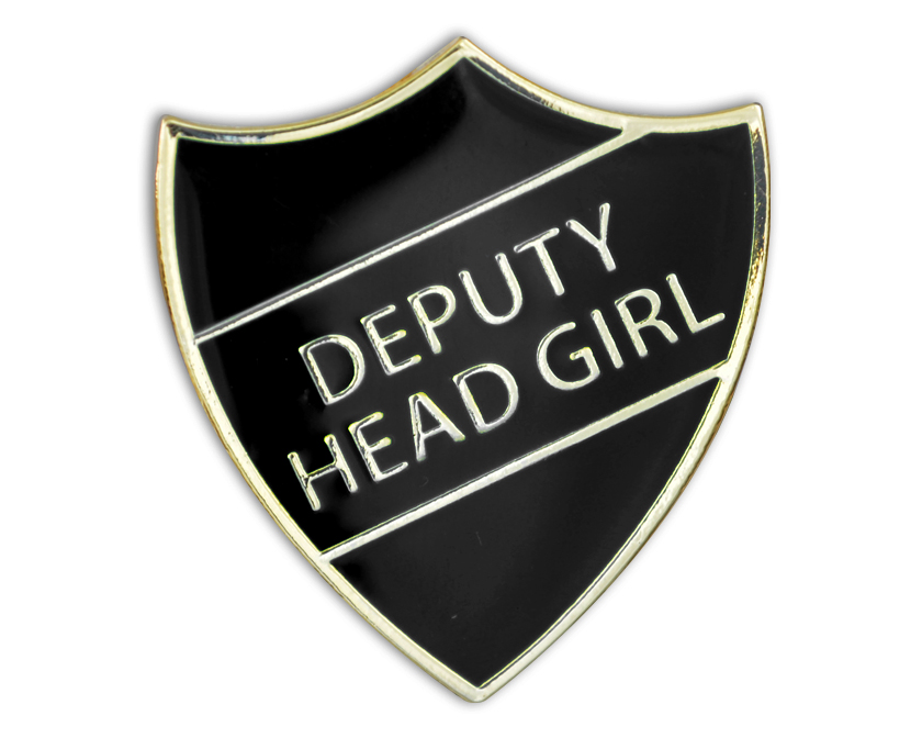 DEPUTY HEAD GIRL black and gold badge (pack of 5)