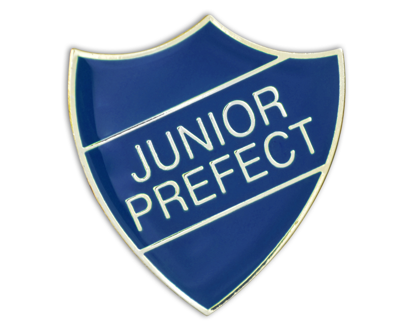 JUNIOR PREFECT badge blue and gold (pack of 5