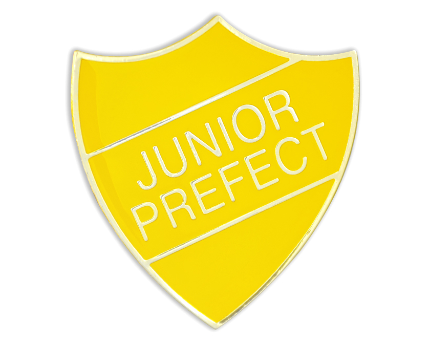 JUNIOR PREFECT badge yellow and gold (pack of 5)