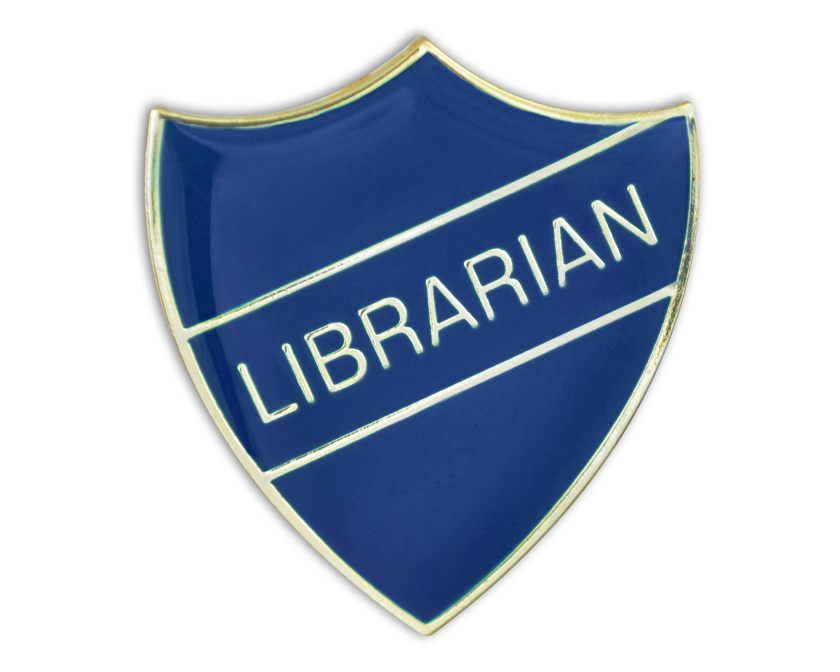 LIBRARIAN badge blue and gold (pack of 5)