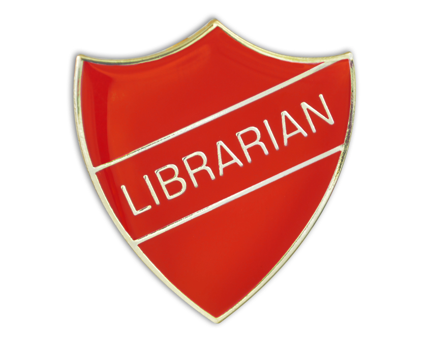 LIBRARIAN badge red and gold (pack of 5)