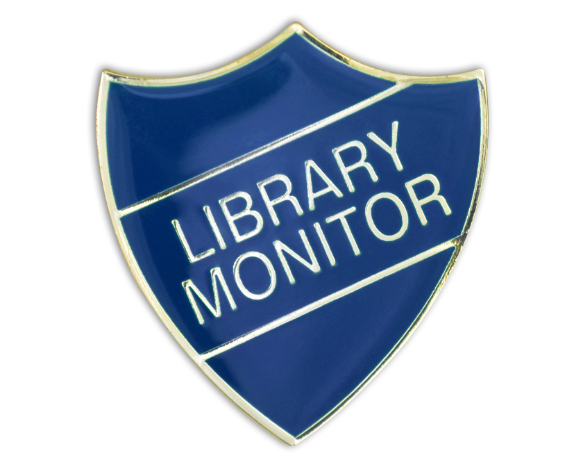 LIBRARY MONITOR badge blue and gold (pack of 5)