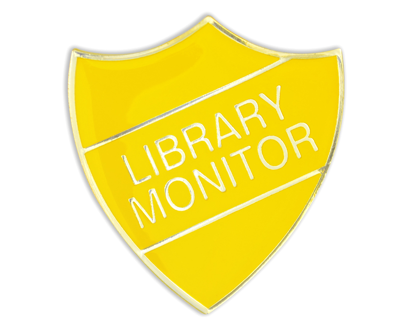 LIBRARY MONITOR badge yellow and gold (pack of 5)