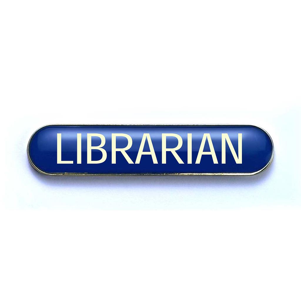 LIBRARIAN badge blue (pack of 5)