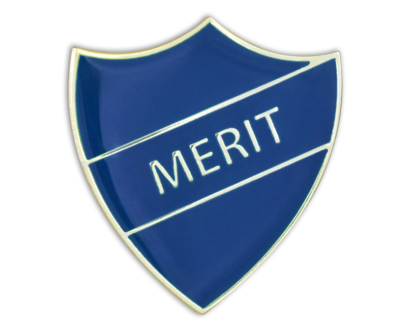 MERIT badge blue and gold (pack of 5)