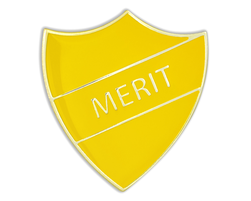 MERIT badge yellow and gold (pack of 5)