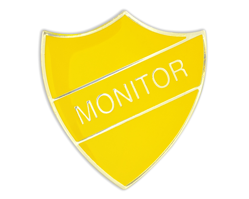 MONITOR badge yellow and gold (pack of 5)
