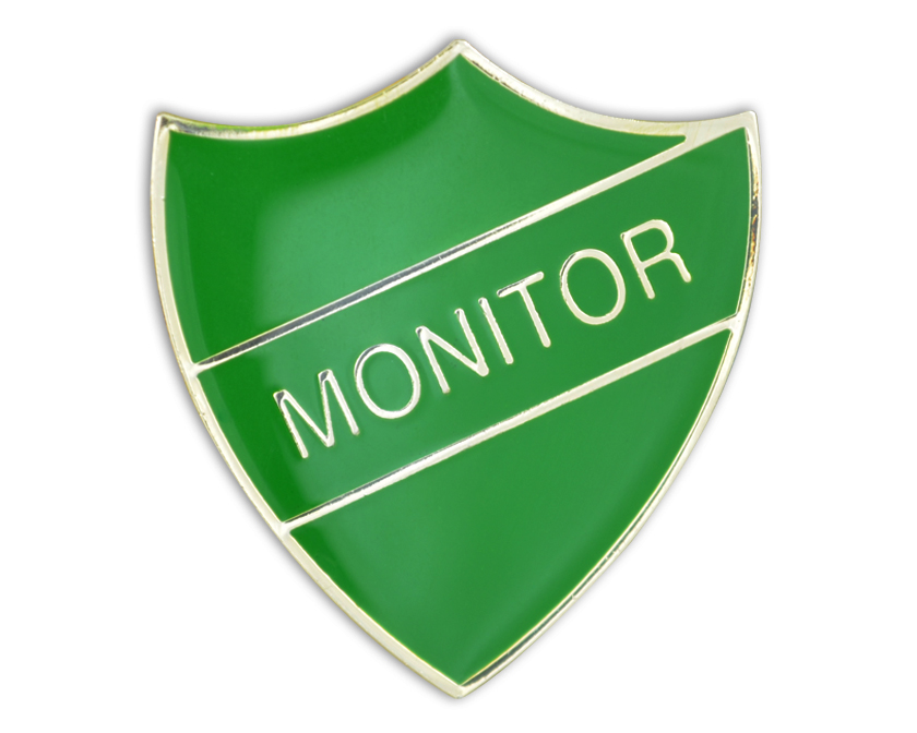 MONITOR badge green and gold (pack of 5)