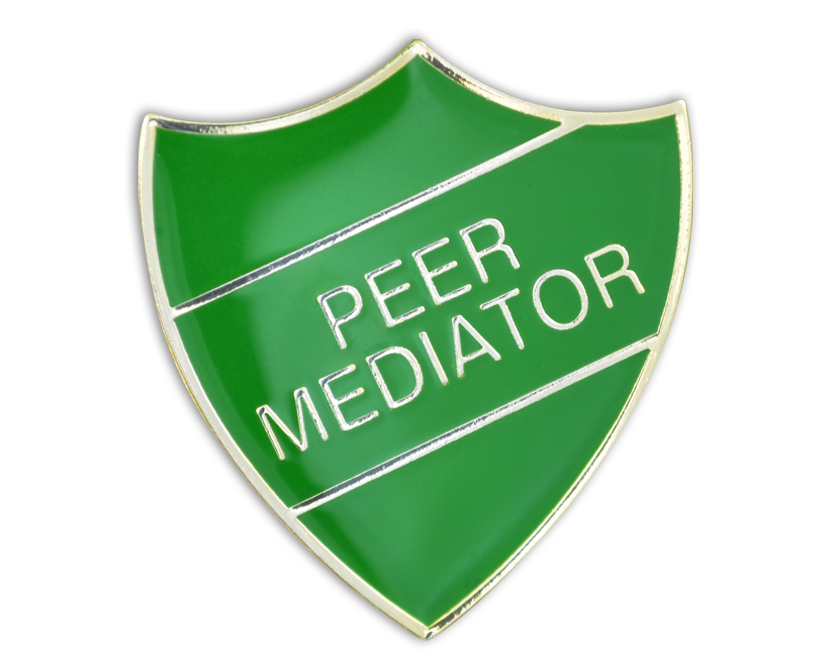 PEER MEDIATOR badge green and gold (pack of 5)