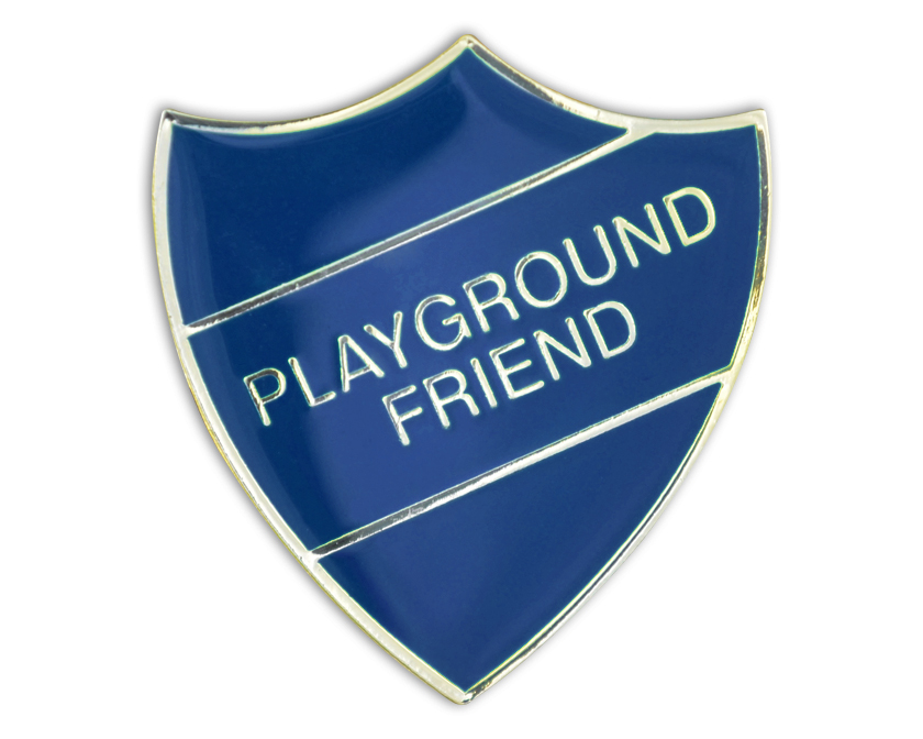 PLAYGROUND FRIEND badge blue and gold (pack of 5)