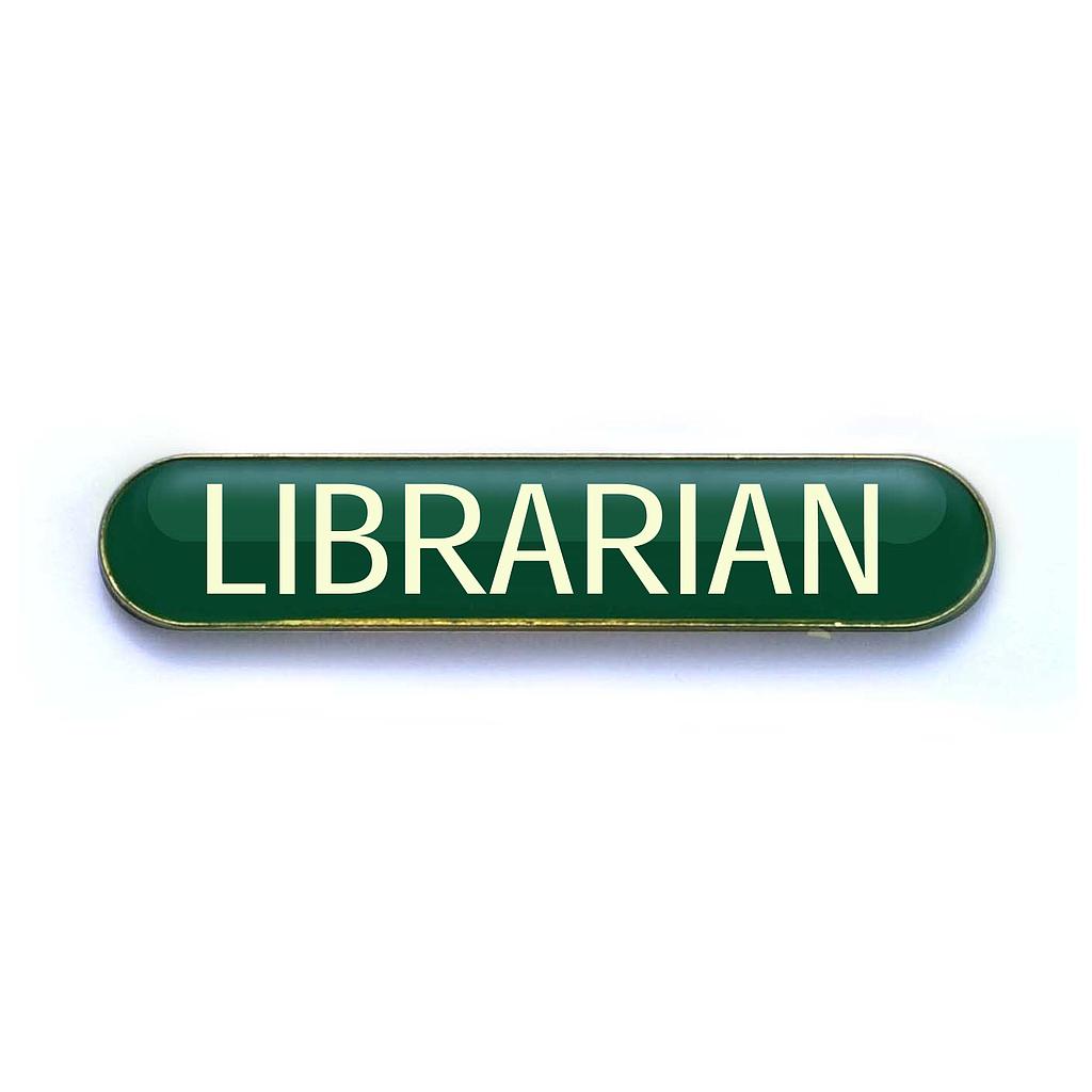 LIBRARIAN badge green (pack of 5)