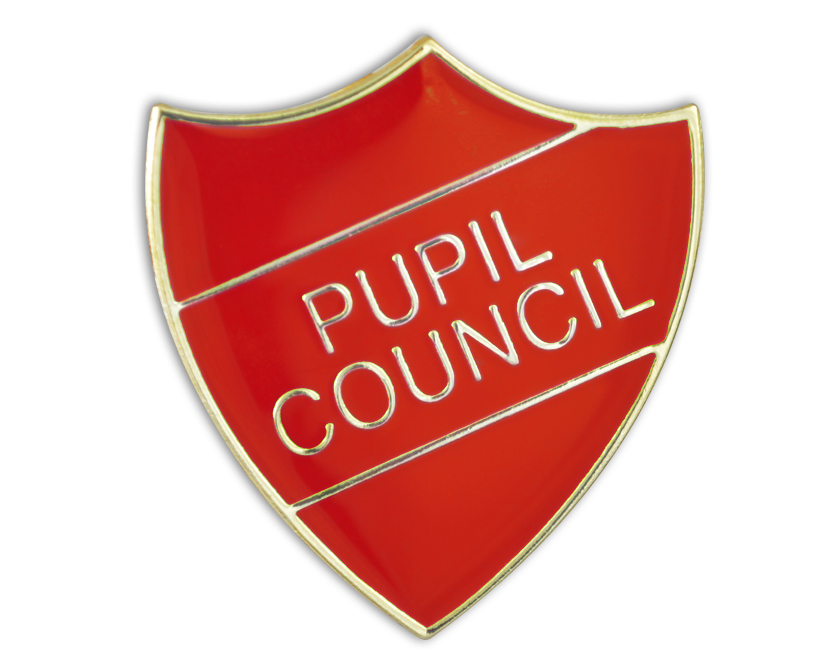 PUPIL COUNCIL badge red and gold (pack of 5)
