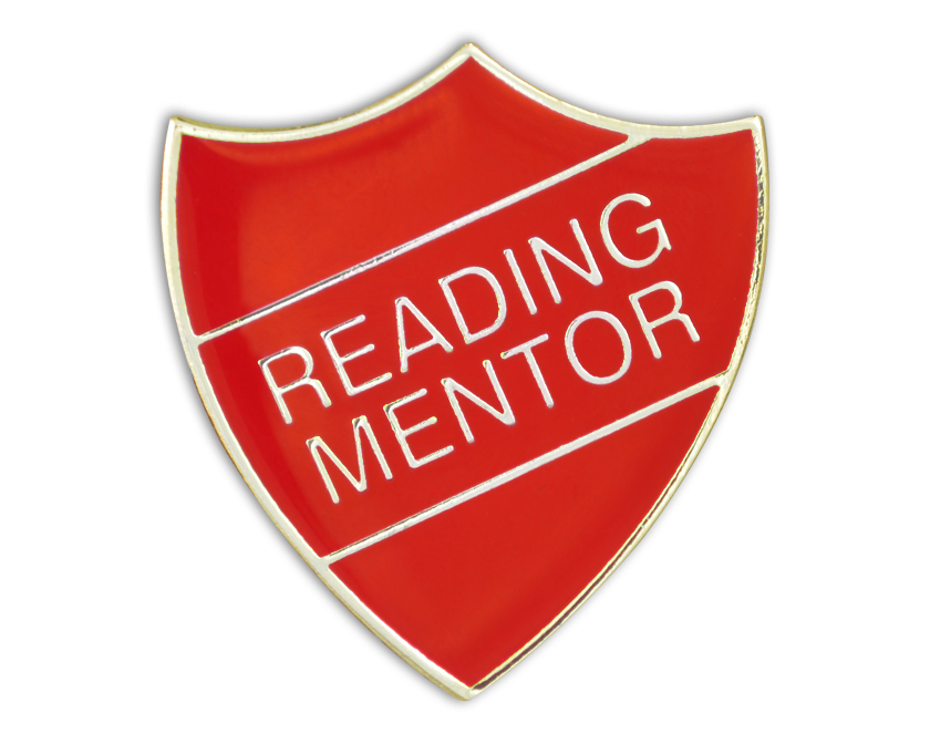 READING MENTOR badge red and gold (pack of 5)