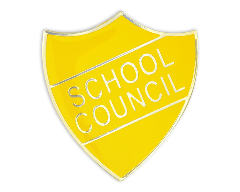 SCHOOL COUNCIL badge yellow and gold (pack of 5)