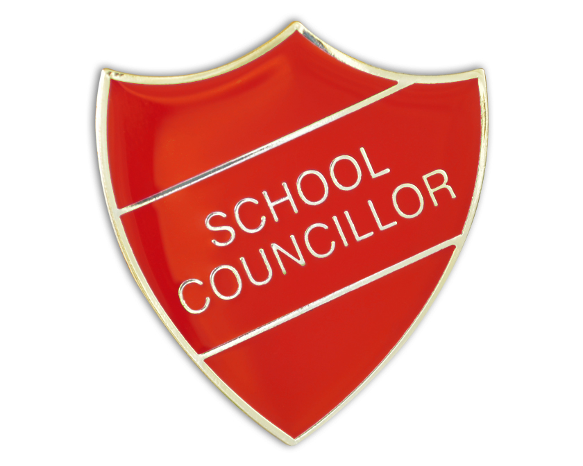 SCHOOL COUNCILLOR badge red and gold (pack of 5)