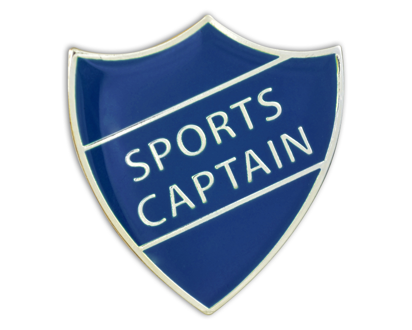 SPORTS CAPTAIN badge blue and gold (pack of 5)